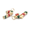 Christmas Themed Brass Micro Pave Cubic Zirconia Pendants ZIRC-L101-10G-2