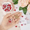 90Pcs 3 Colors Valentine's Day Theme Polymer Clay Rhinestone Round Beads RB-HY0001-02-3