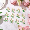 24Pcs 12 Colors Acrylic Flower Pendant Decorations HJEW-JM03088-1