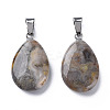 Teardrop Dyed Natural Crazy Agate Obsidian Pendants G-Q368-12-4