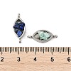 Natural Mixed Gemstone Chip 304 Stainless Steel Horse Eye Connector Charms KK-P300-12P-3
