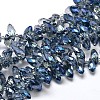 Faceted Teardrop Full Rainbow Plated Electroplate Glass Beads Strands EGLA-J131-FR10-1