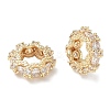 Brass Cubic Zirconia Rondelle European Beads KK-A254-07G-1