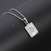 Rectangle Stainless Steel Pave Natural White Shell Pendant Necklaces FS-WG3D812-04-1