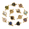 Natural Mixed Stone Chip 304 Stainless Steel Triangle Connector Charms KK-P300-28G-1