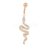 Snake Brass Micro Pave Clear Cubic Zirconia Curved Barbell Belly Rings LS-AJEW-L099-03G-2