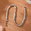 Brass Pave Clear Cubic Zirconia Rectangle & Flat Round Link Bracelets BJEW-YWC0002-02A-2