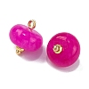 Natural White Jade Dyed Saucer Charms with Rack Plating Golden Tone Brass Bails KK-B103-17B-02-2