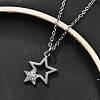 304 Stainless Steel Crystal Rhinestone Double Star Pendant Cable Chain Necklaces LS-NJEW-Z056-02A-P-3