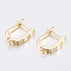Brass Micro Pave Cubic Zirconia Hoop Earring Findings with Latch Back Closure LS-ZIRC-K075-26G-2