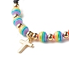 Strip Resin Round Beads Adjustable Cord Bracelet for Girl Women BJEW-JB06754-6