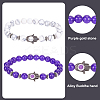5Pcs 5 Style Natural & Synthetic Mixed Gemstone Round & Hamsa Hand Beaded Stretch Bracelets Set for Women BJEW-AN0001-33-3