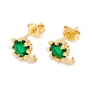 Rack Plating Brass Cubic Zirconia Stud Earrings Findings MAK-I684-11G-04-RS-1