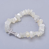 Natural White Moonstone Beads Stretch Bracelets BJEW-JB03926-10-1