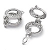 Brass with Clear Cubic Zirconia Fold Over Clasps KK-Z080-11P-2