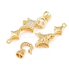 Brass Micro Pave Clear Cubic Zirconia Fold Oval Clasp KK-CBABC34-10G-2