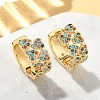 Heart Brass Micro Pave Cubic Zirconia Hoop Earrings EJEW-A132-10G-01-1