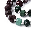 Natural Fuchsite & Garnet & White Moonstone Beads Strands G-T144-20B-01-3