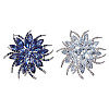 2Pcs 2 Colors Flower Alloy Glass Rhinestone Lapel Pins for Wedding Party JEWB-DR0001-07C-1