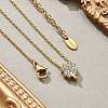 304 Stainless Steel Crystal Rhinestone Pendant Cable Chain Necklaces for Women LS-NJEW-C062-01C-G-2