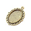Tibetan Style Oval Alloy Pendant Cabochon Settings X-TIBEP-Q054-44AG-RS-2