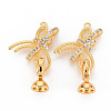 Brass Micro Pave Clear Cubic Zirconia Fold Over Clasps KK-S354-308-NF-1