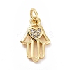 Brass Micro Pave Cubic Zirconia Palm Charms KK-C012-08G-1