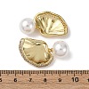 Brass Micro Pave Clear Cubic Zirconia Leaf Stud Earrings EJEW-H165-03A-G-5