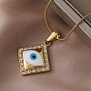 Trendy Cartoon 304 Stainless Steel Enamel White Evil Eye Rhombus Pendant Necklaces for Women MQ6271-3