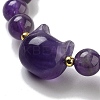 Round & Cat Head Natural Amethyst Beaded Stretch Bracelets for Women BJEW-K251-03A-3