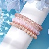 5Pcs 5 Styles Faceted Round Glass Beaded Stretch Bracelet Sets BJEW-JB10423-01-3