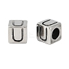 304 Stainless Steel Large Hole Letter European Beads STAS-H428-01AS-U-1