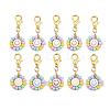Glass Seed & Acrylic Smiling Face Pendant Decorations HJEW-JM04206-S-1