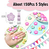 150Pcs 5 Colors Spray Painted Wood Beads WOOD-CJ0001-81-2