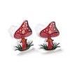 Acrylic Cartoon Mushroom Stud Earrings with Platic Pins for Women EJEW-F293-03E-2