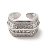 Clear Cubic Zirconia Multi Line Open Cuff Ring RJEW-C041-01P-2