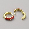 Enamel Hoop Earrings with Clear Cubic Zirconia EJEW-WH0004-39H-3