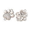 Brass Micro Pave Clear Cubic Zirconia Paw Print Links Connector Charms CU-CBA2907-09P-2