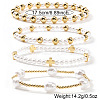 4Pcs 4 Styles Elegant Imitation Pearl & Brass Beads Stretch Bracelets for Women YV1811-1-4