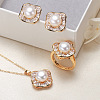 Brass Micro Pave Clear Cubic Zirconia Pendant Necklaces & Stud Earrings & Rings Sets WG2C5C9-06-1