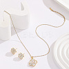 Brass Enamel Flower Pendant Necklaces & Stud Earrings Sets for Women FS-WG71802-01-4