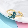 Rack Plating Brass Micro Pave Cubic Zirconia Open Cuff Rings for Women KK-K392-59G-01-2