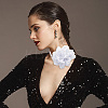 1Pc Retro Cloth Rose Flower Waxed Cord Wrap Choker Necklaces for Women NJEW-CP0001-05B-7