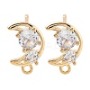 Brass Clear Cubic Zirconia Stud Earring Findings KK-A238-01D-G-1