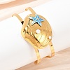 Shell Shape 304 Stainless Steel Enamel Cuff Bangles for Women BJEW-A049-04B-G-3