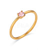Flat Round 304 Stainless Steel Micro Pave Cubic Zirconia Finger Rings FS-WG2DA17-46-1