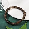 Natural Coconut Rondelle Beads Stretch Bracelets for Men BJEW-JB11635-02-1