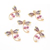 Eco-Friendly Brass Micro Pave Cubic Zirconia with Enamel Pendants X-KK-K268-29G-1