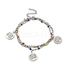 Colorful Enamel Beaded & Figaro Chains Double Layer Multi-strand Bracelet BJEW-C025-04P-2