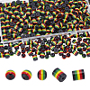 300Pcs 2 Styles Ghana Jamaica Reggae Stripe Resin Beads RESI-UN0001-07-1